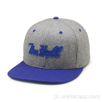 Chapéu de snapback de lã com applique embutir